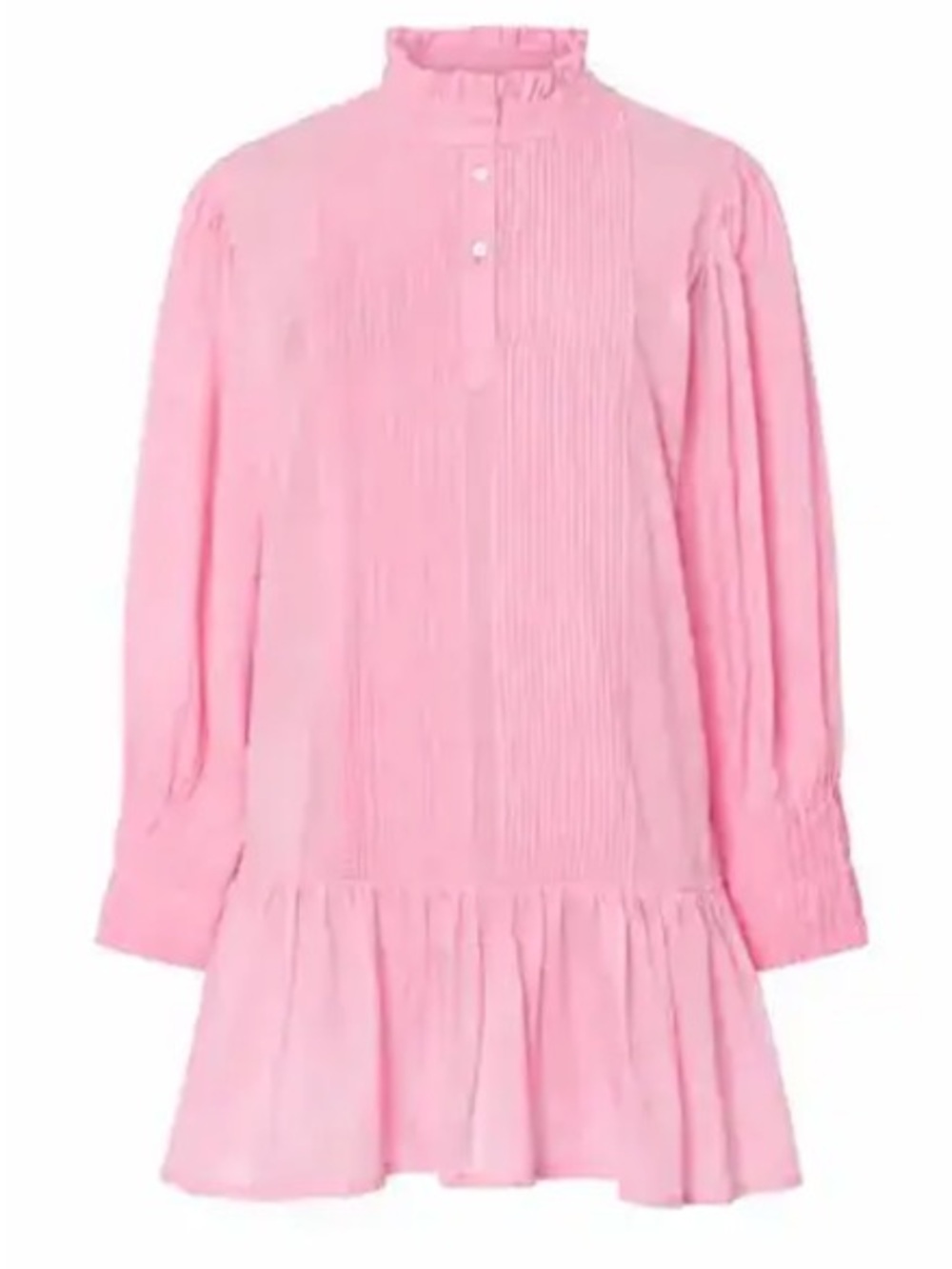 Women’s Pink Pintuck Mini Dress with Ruffle Hem - Picture 2 of 2